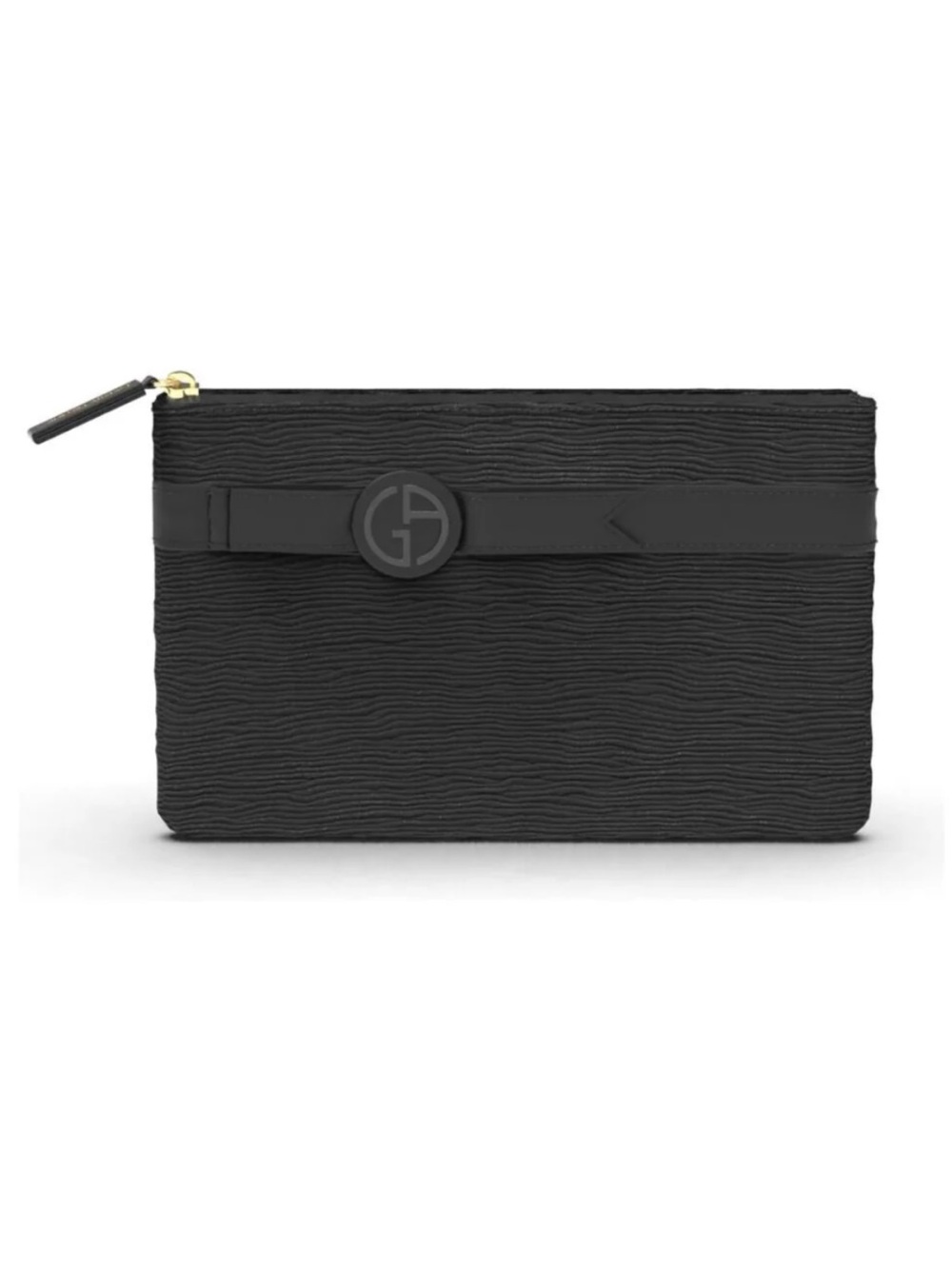 Giorgio Armani Black Textured Toiletry Pouch with Logo Band